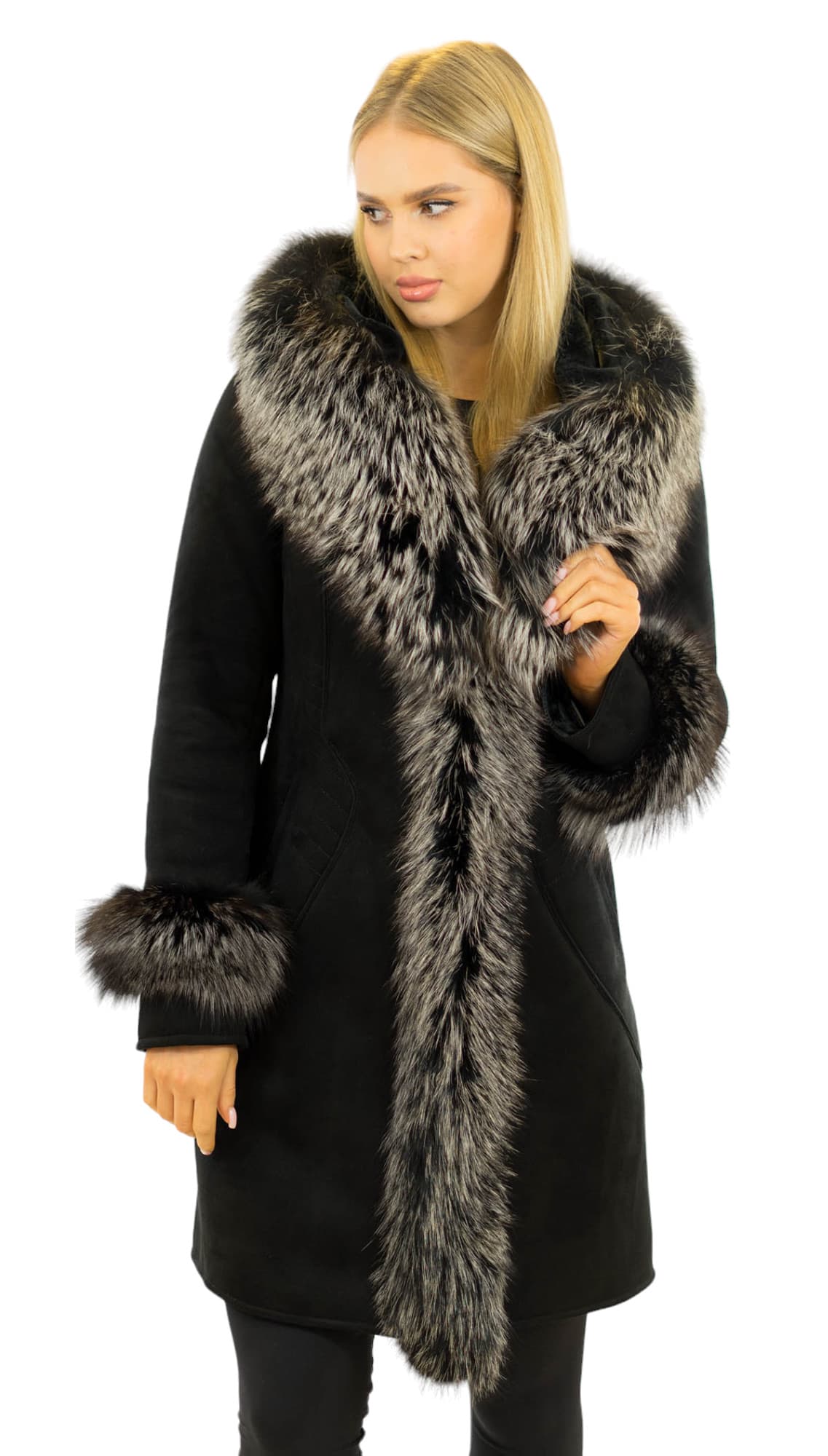 Real Fur Collar Parka with Real Fur