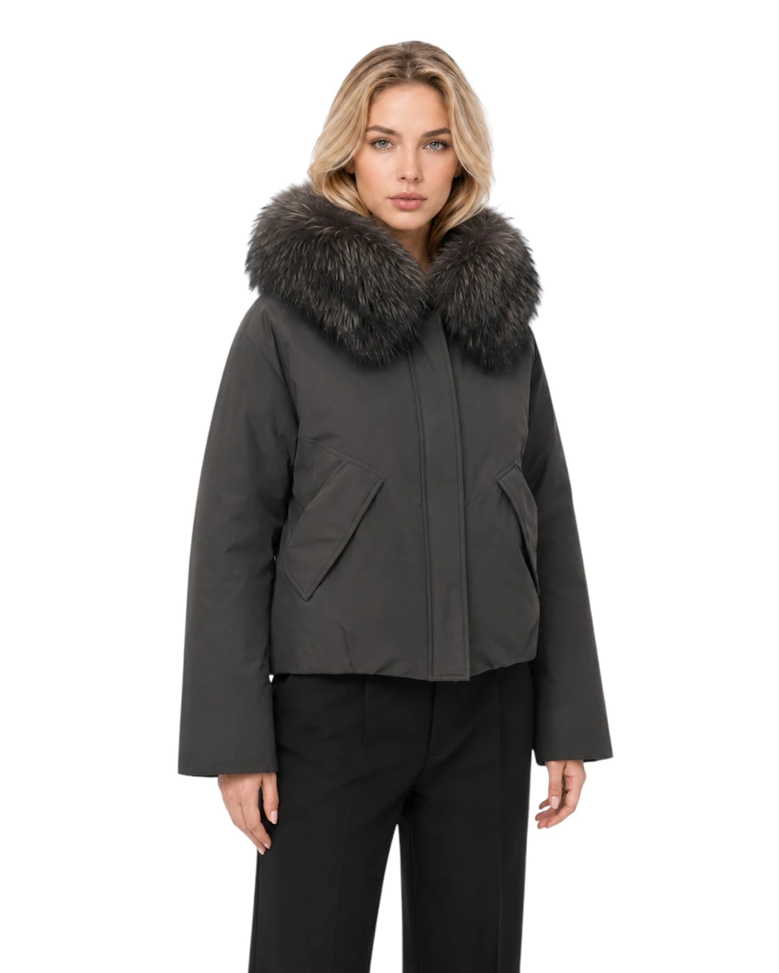 Brauner Damen Echtfellparka „Iris“ mit abnehmbarer Finnraccoon Pelzkapuze