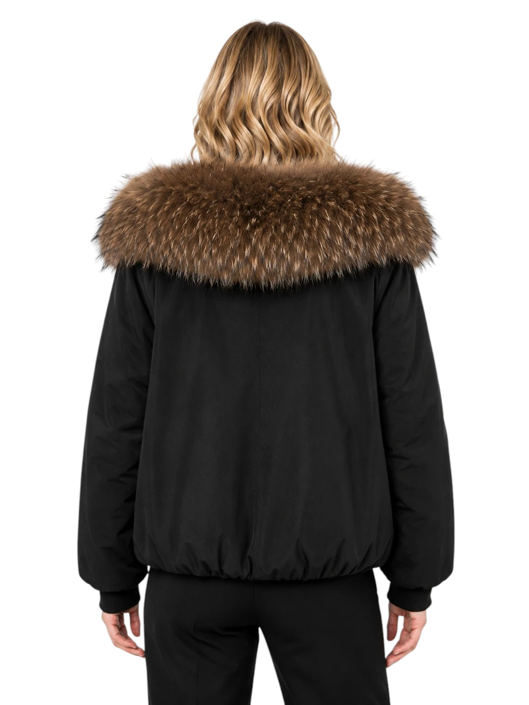 Damen Winterjacke Rikka in Schwarz mit abnehmbarem Pelzkragen