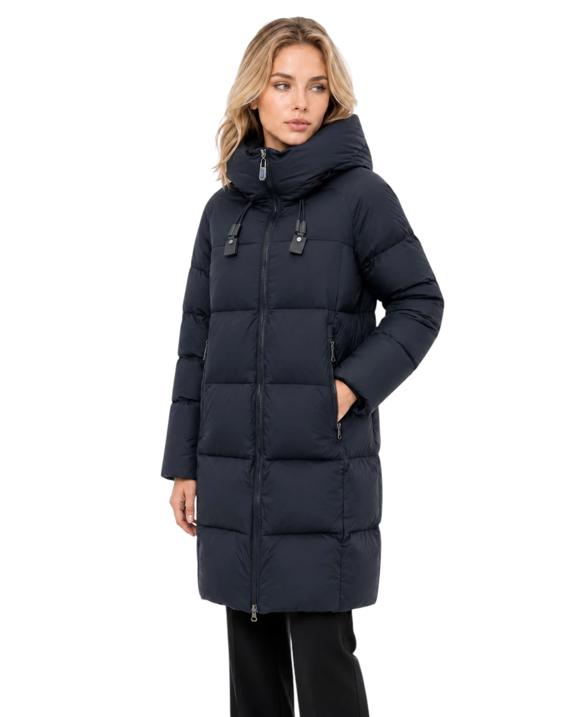Wattierte Damen Winterjacke Lina in Blau mit Steppoptik