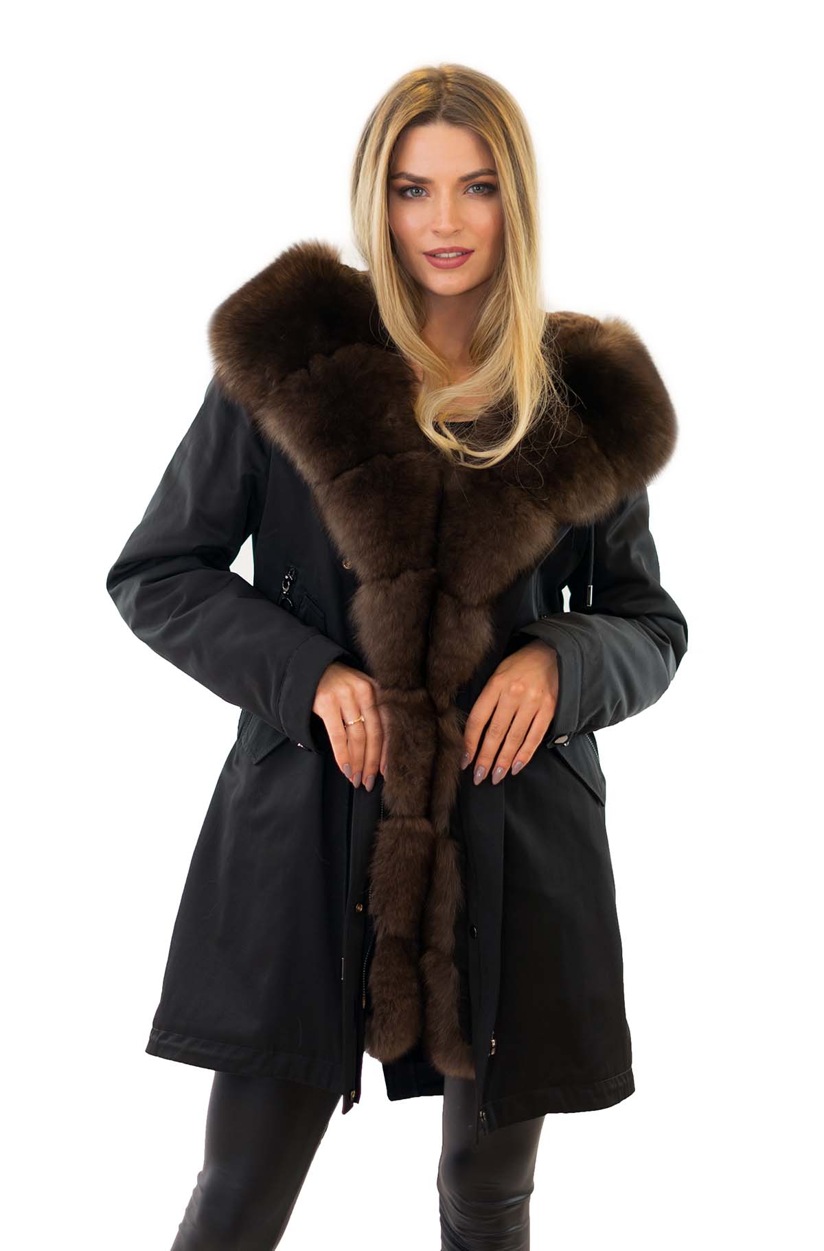 Glamorous Parka mit Pelz xxlpelzkragen Fuchs Echtes Fell Innenfutter Rex Kanin