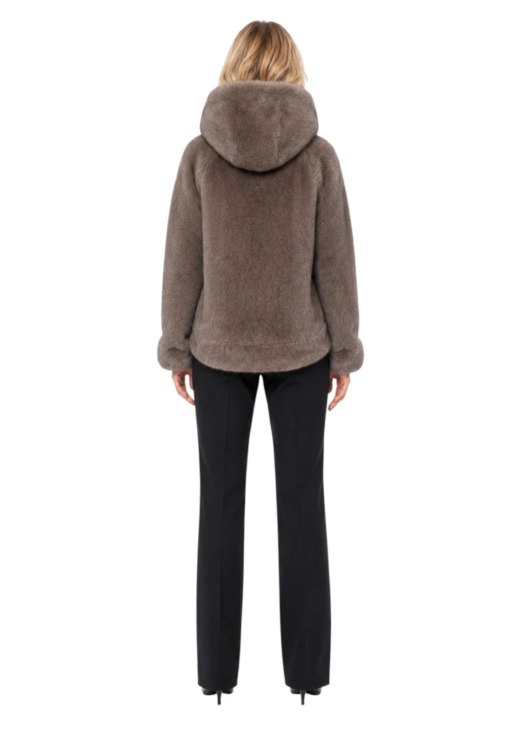 Braune Kunstfell Wendejacke Tina mit weichem Faux Fur in Nerzoptik
