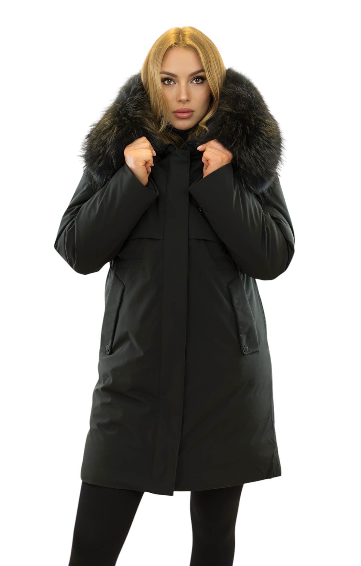 Damen Winterparka mit abnehmbarem Echtfell Echtpelzkragen
