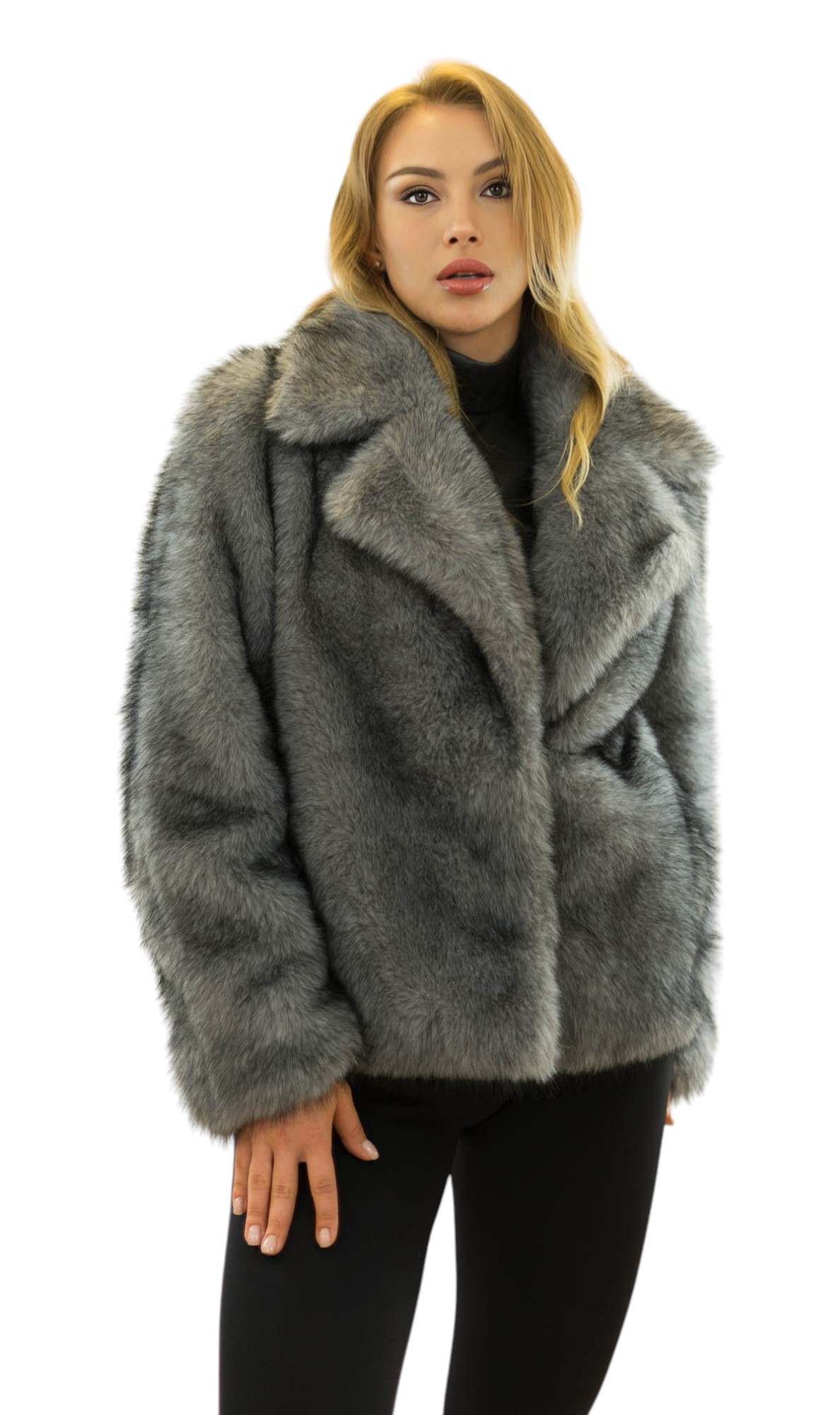 Fake Fur Jacke Andrea in Silberfuchs Optik für Damen