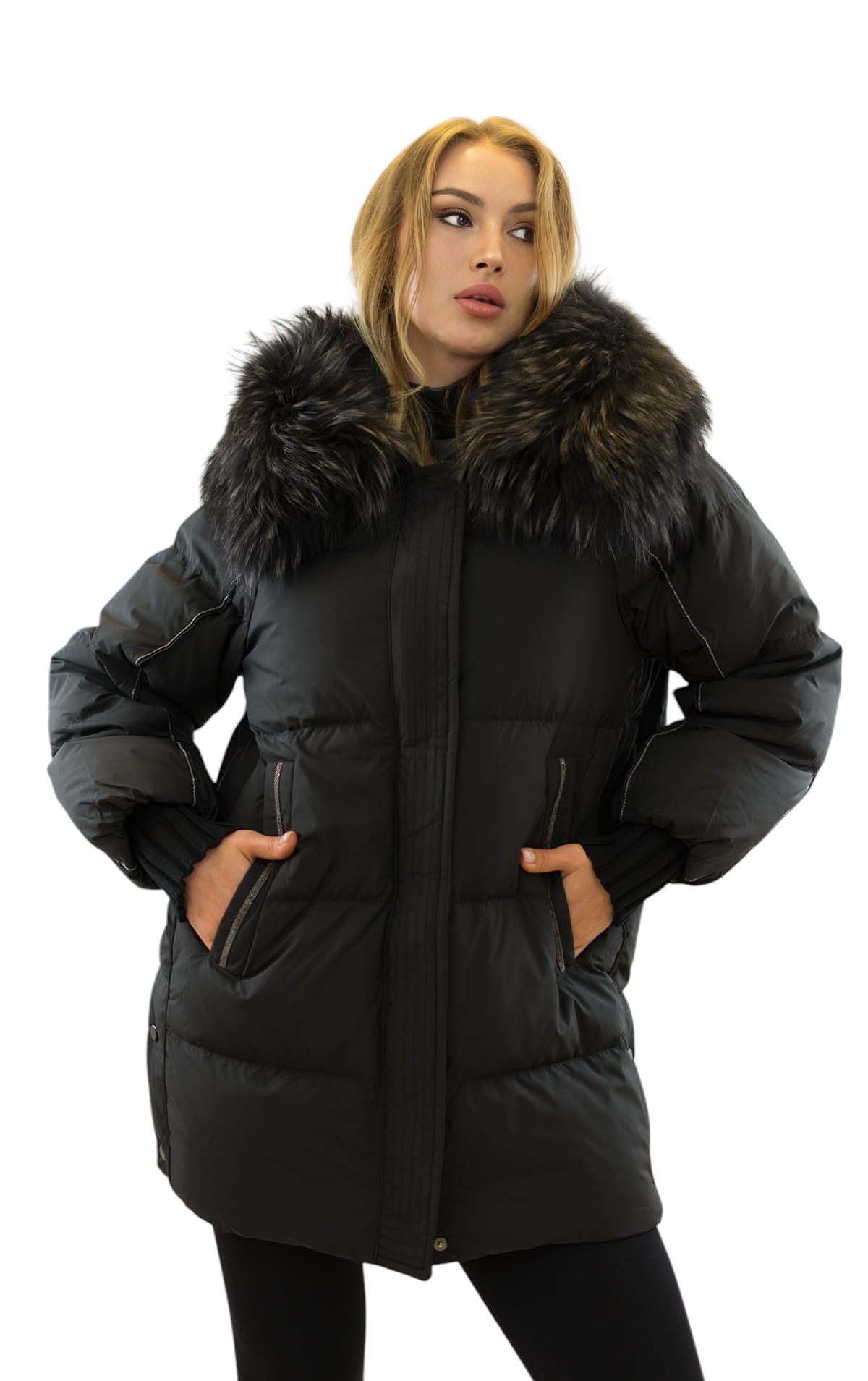 Daunenjacke Sofie mit Echtpelz für Damen