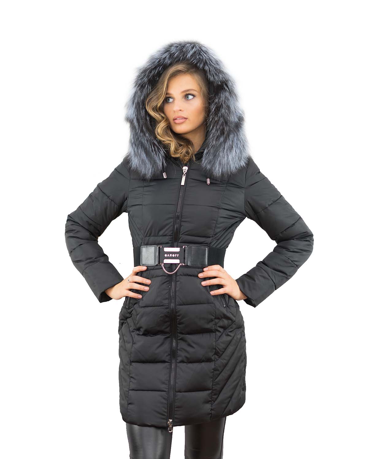 Damenmantel mit Pelzkragen Silberfuchs von Pelzchen Mode