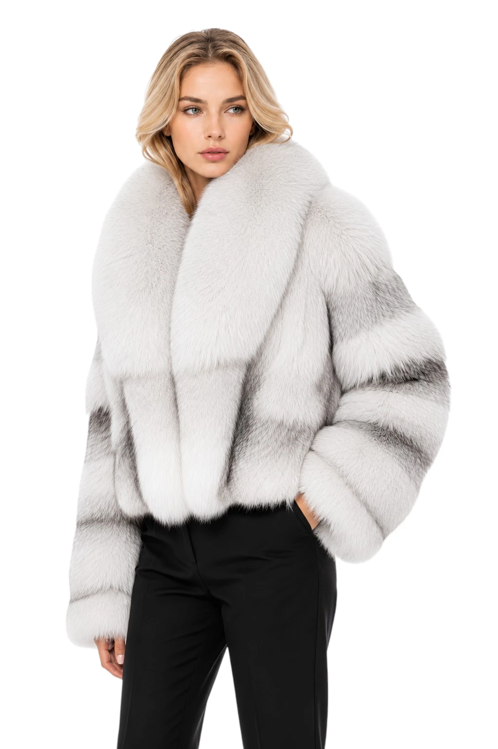 Weiße Echtfelljacke Katrin für Damen aus Fuchsfell