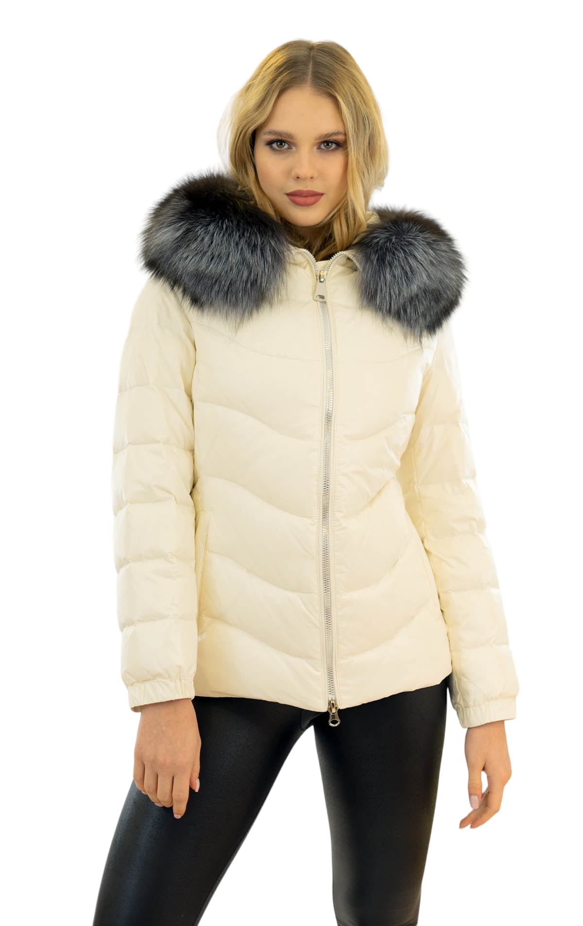 silberfuchs echtfell pelzkragen winterjacke für frauen