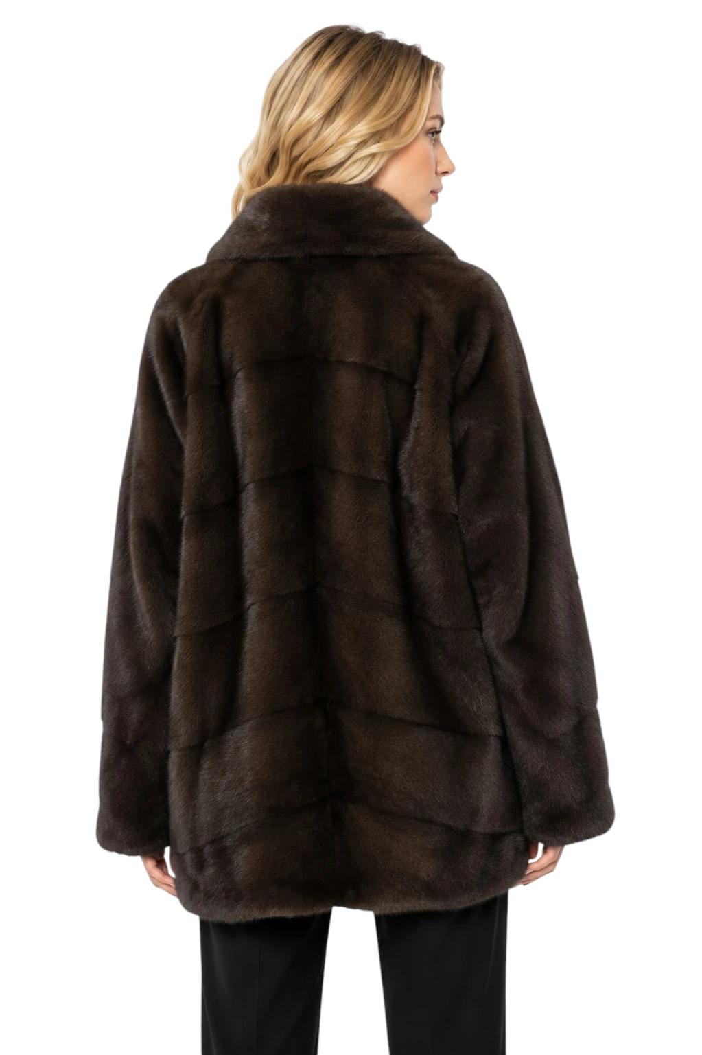 Nerzjacke Maja in Braun mit seitlichen Taschen für Damen