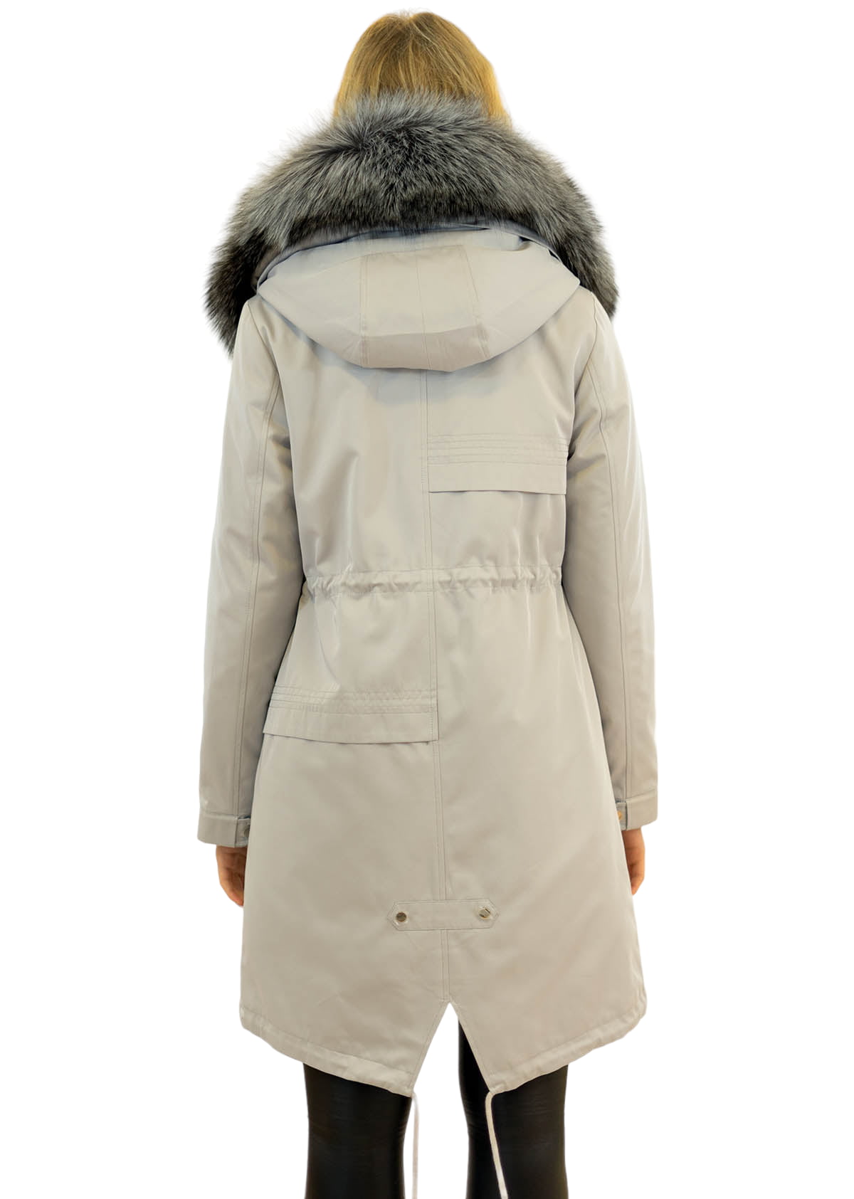 Parka mit Echtfell XXL Pelzkragen Silberfuchs Parka mit Echtpelz xxl Pelzkragen