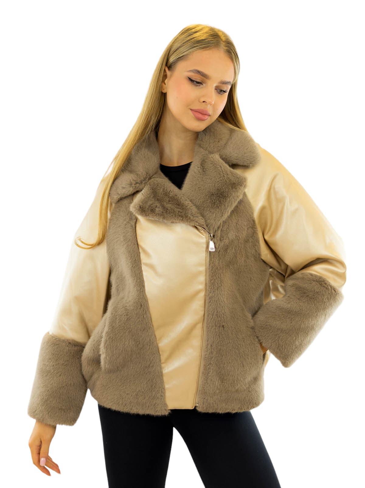 lederoutfit herbst faux leder jacke mit webpelz kunstleder luxus