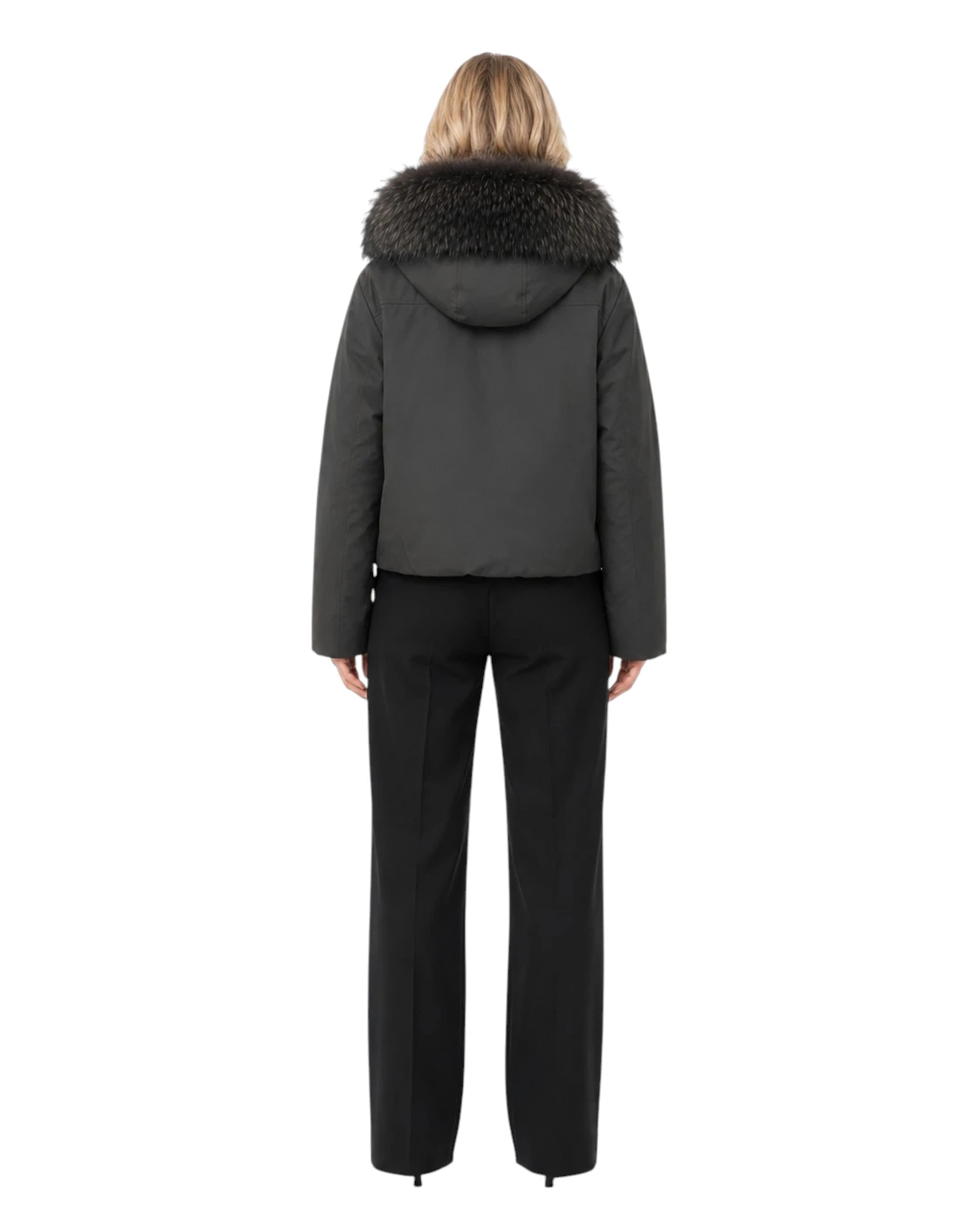 Schokobrauner Damen Winterparka Iris mit Finnraccoon Echtpelz an der Kapuze