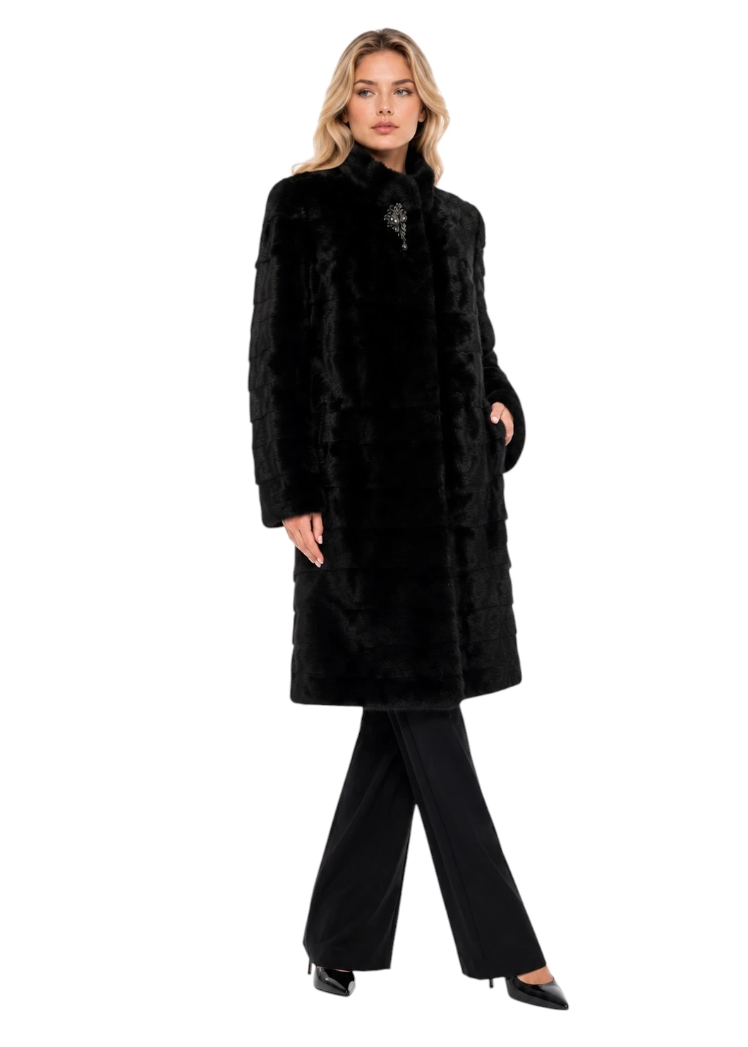 Schwarze Nerzjacke Katja aus echtem Nerzfell für Damen