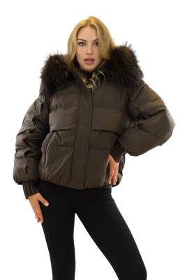 Ansenesna Winterjacke Damen Mit Fell - Warme Lederjacke Schwarz