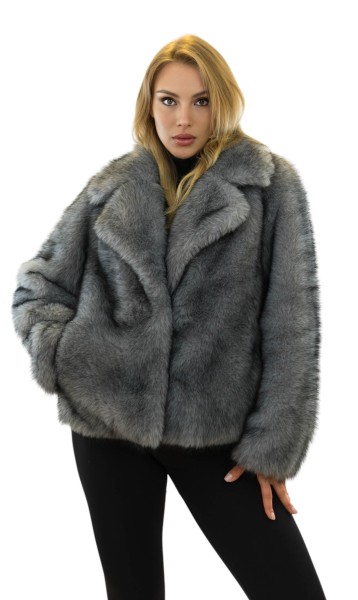 Webpelzjacke Andrea in Silberfuchs Look mit Kuschelfutter