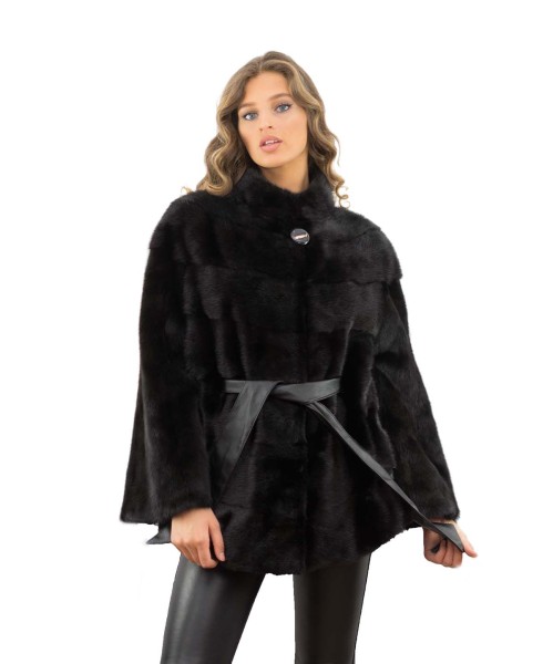 Nerzjacke Helena Echtpelzjacke Schwarz für Damen