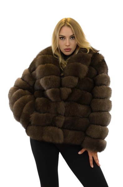 Fuchsjacke „Marlene“ kurze Echtfelljacke in Zobelbraun