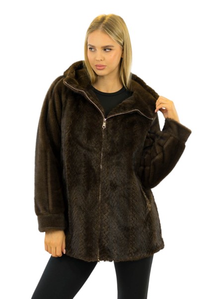 Nerzjacke Webpelz Jacke Kunstfell Fake Fur Wendejacke