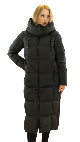 Klassischer langer Wintermantel Schwarz Damen