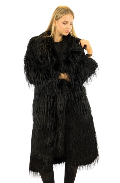 Pelzmantel Faux Fur Mob Wife Wintermantel Kunstfellmantel Kunstpelzmantel