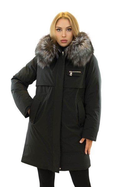  Fox Fur Parker Pelzchen Damenparka mit Echtpelzkragen
